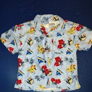 OP Sport Towel Shirt Kids Hawaiian Print Shirt - Blue, Red, Yellow